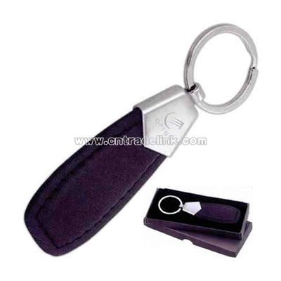 Metal with leatherette strap key ring