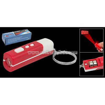 Mini LCD Projection Clock Keychain Key Ring Red White