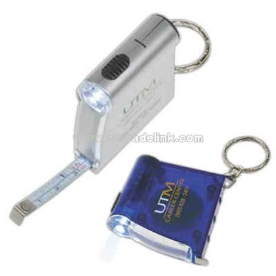 Mini tape measure / flashlight and key ring