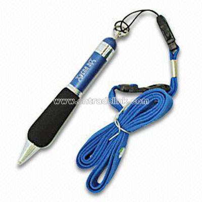 Mountaineering Button Ball Pen with EVA Grip and lanyard