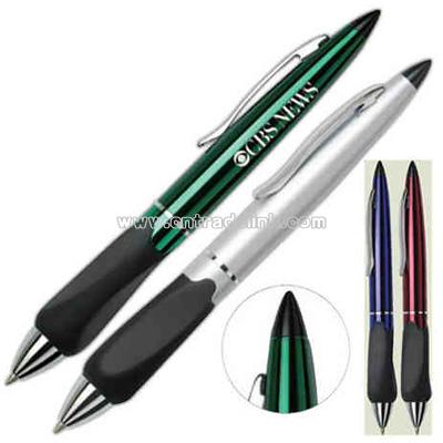 Multi function stylus and ballpoint pen with rubber grip