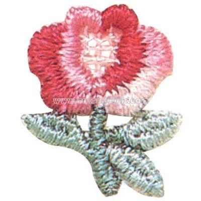 Multicolor Rose - Stock adhesive floral embroidered applique