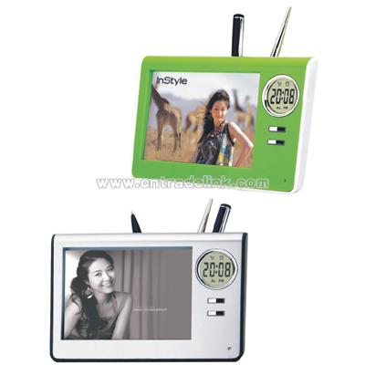 Multifunctional Clock Pen Holder with Photo Frame