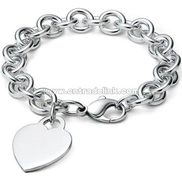 New 925 Sterling Silver Heart Charming Chain Bracelet