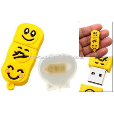Novelty Joyful Happy Faces Yellow 4GB USB Pen Drive