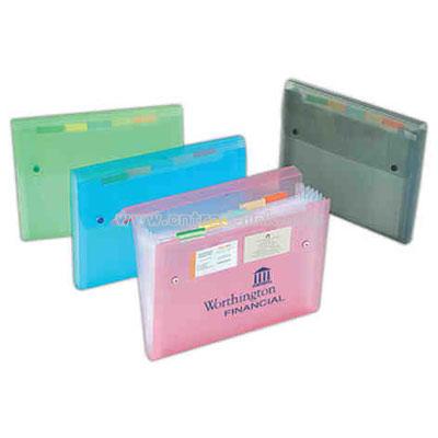 Opaque polyethylene 6 pocket expanding file with 2 button closure