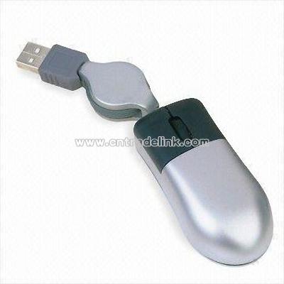 Optical Mouse with Detachable and Retractable Cable