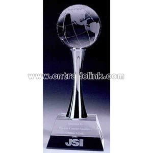 Optical crystal globe trophy award