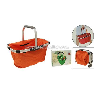 Orange Portable Folded Shopping Canvas Basket Carrybag