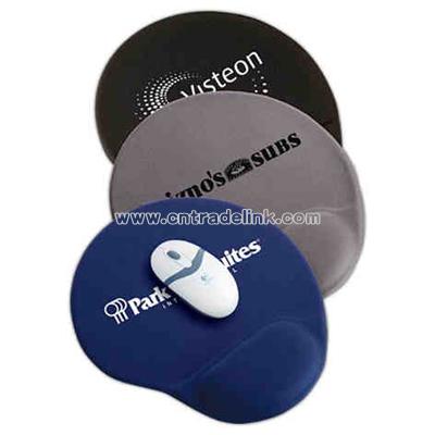 Oval mouse pad with gel wrist rest and non skid base