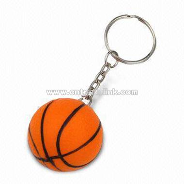 PU Basket Stress Ball With Keychain