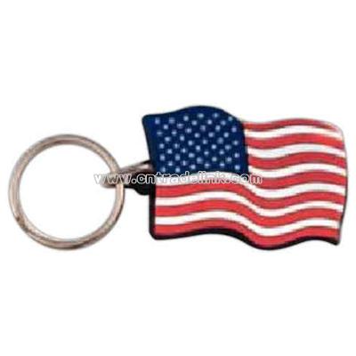 PVC American flag key tag with split and jump ring