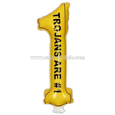 Pair of number one shaped inflatable thunder sticks for events.