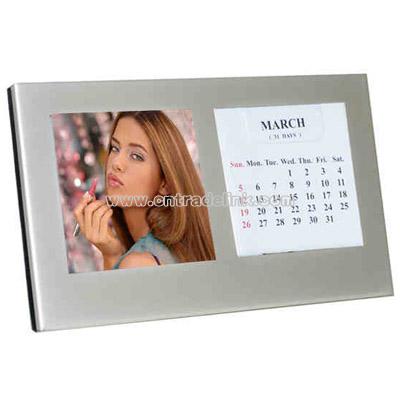 Pearl metal silver wedding photo frame with perpetual calendar