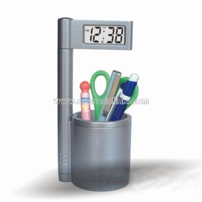 Pen Holder with Clock