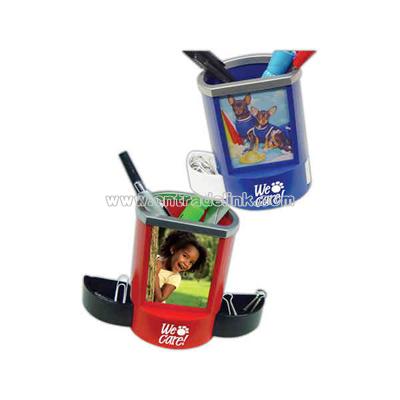 Pen holder with picture frame