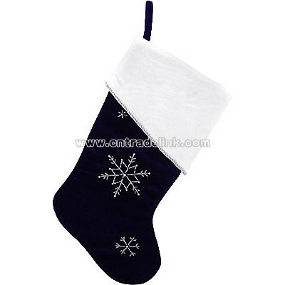 Personalized Navy Blue Snowflake Stocking