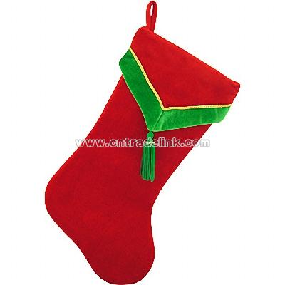 Personalized Red And Green V-Cuff Stocking With Tassel