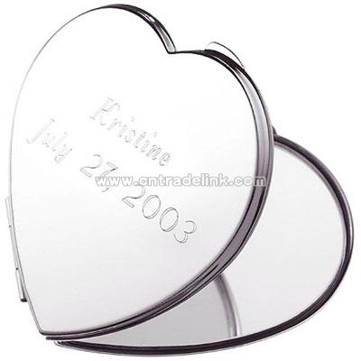 Personalized Silver Plated Heart Compact Mirror
