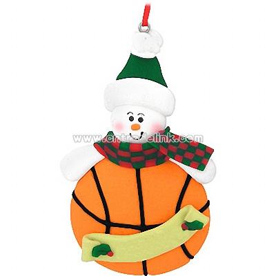 Personalized Snowman With Basketball Body Ornament