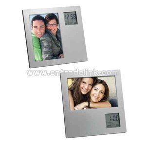 Photo frame with clock