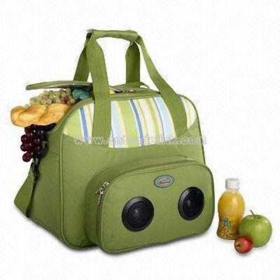 Picnic Cooler Bag with Two Loudspeakers in Front Pocket