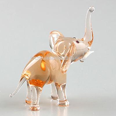 Pink Elephant Glass Figurine