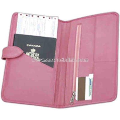 Pink Nappa leather passport holder / travel organizer