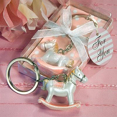 Pink Rocking Horse Keychain Favors