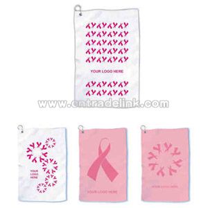 Pink ribbon golf / sport towel