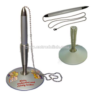Plastic Table Pen with Metal Spring Stand