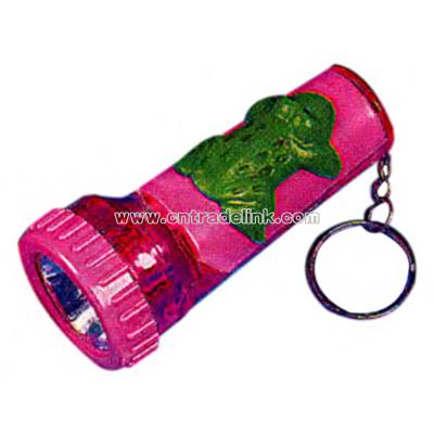 Plastic frog pocket flashlight key chain
