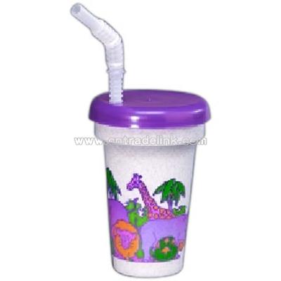 Plastic kids sport sipper cup with straw