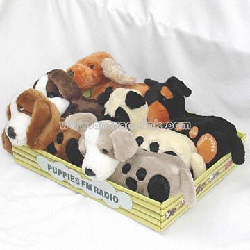 Plush Dog FM Scan Radios in Six Different Designs Packed in A Display Tray