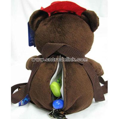 Plush backpack coffee bear