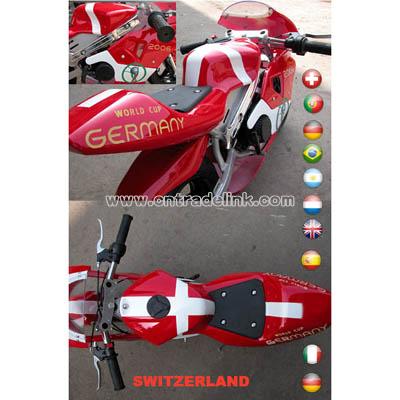 Pocket bike with world cup applique