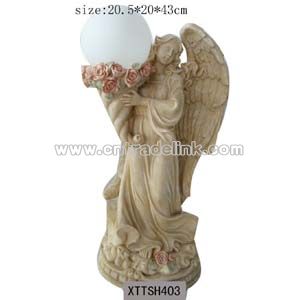 Polyresin Angel with Solar Lamp