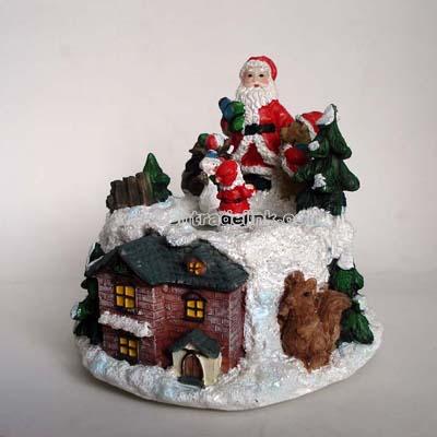 Polyresin Christmas Santa with Music Box