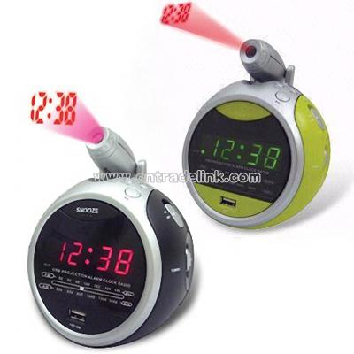 Projection Alarm Clock Radio with USB Slot