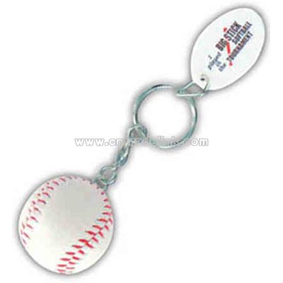 Promotional Baseball - Mini Sports Stress Ball Key Tag