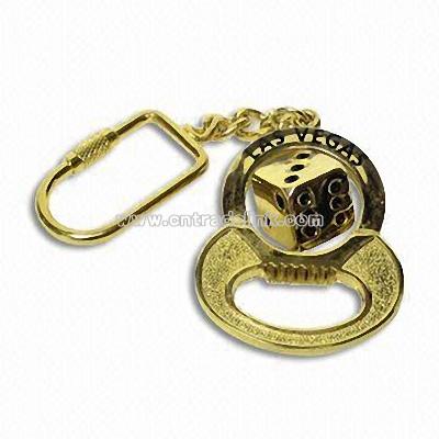 Promotional Poker Keychain in Golden Dice Design