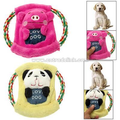 Puppy Chew Animal Design Plush Cotton Rope Frisbee with Squeaker