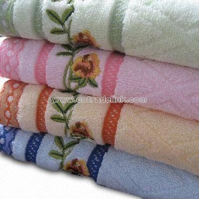 Purified Bamboo Fiber Hand Towel with Embroidery