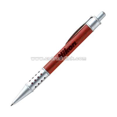 Push action wooden ballpoint pen with chrome accents