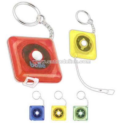 Push button retract translucent tape measure key holder with 39