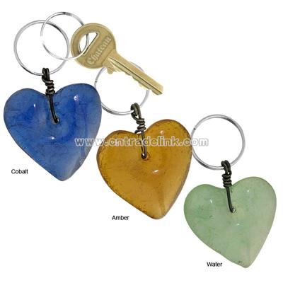 Recycled Glass Heart Keychain