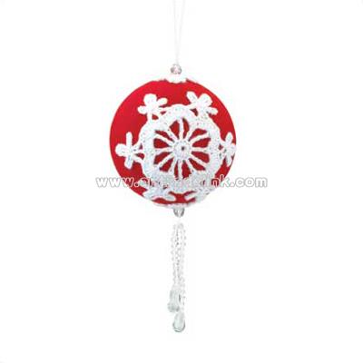 Red Christmas Ball Ornament with Dangling Beads
