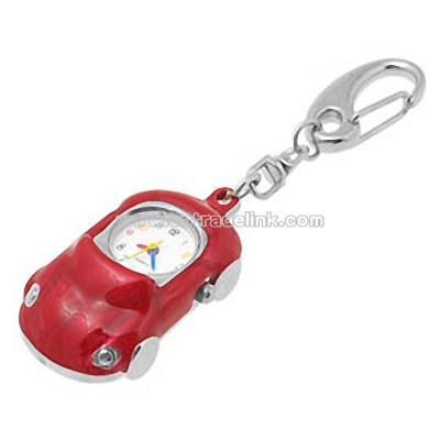 Red Roadster Quartz Pocket Watch with Key Chains