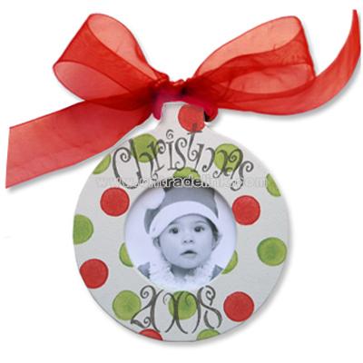 Red and Green Polka Dot Picture Frame Ornament