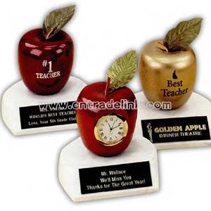 Red apple clock trophy